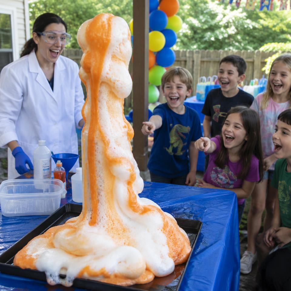 Experimento de espuma gigante con niños